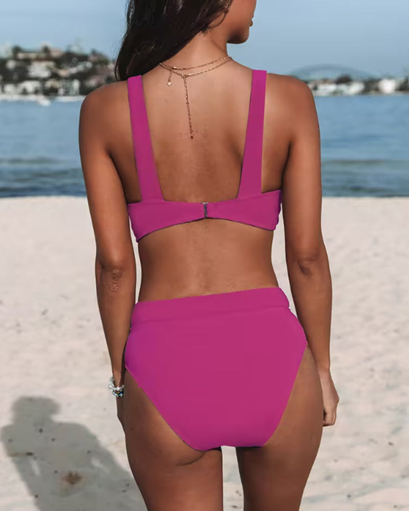 Modefest- Einfarbige Bikinis mit hoher Taille