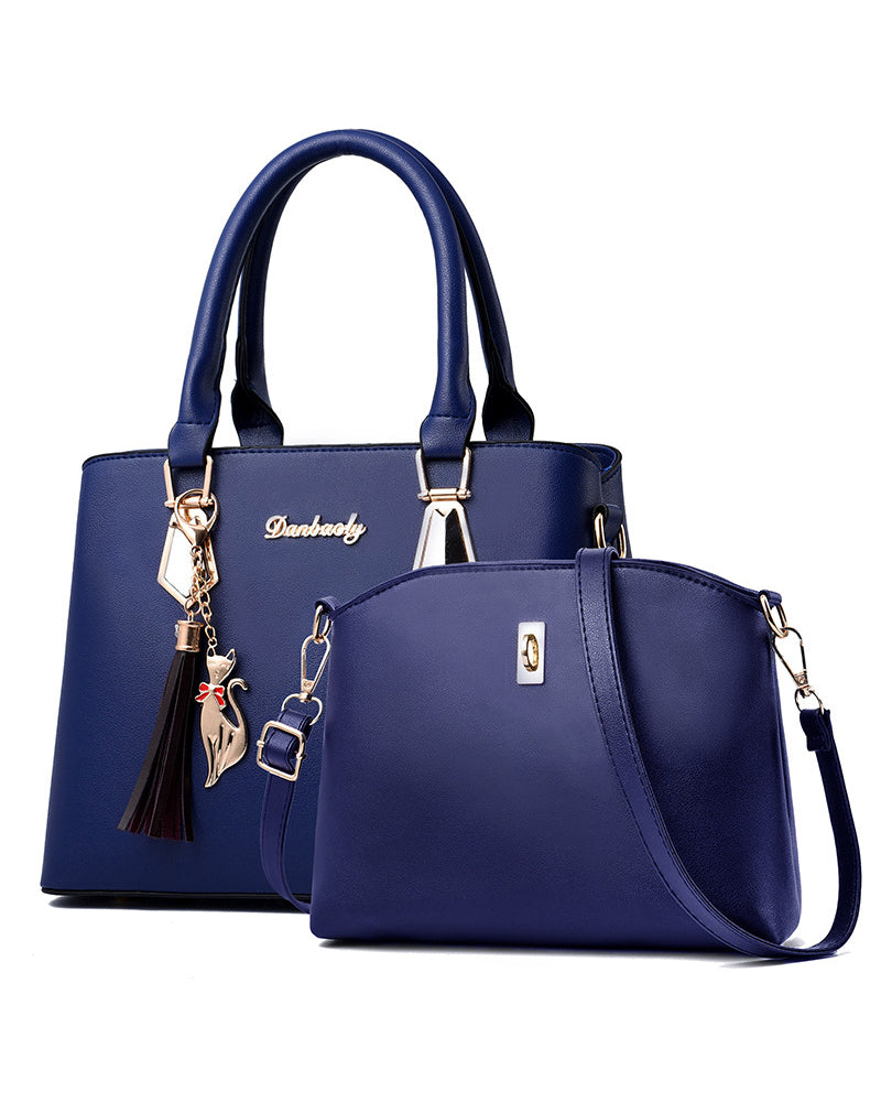 Modefest- Elegantes einfarbiges Handtaschenset Königsblau