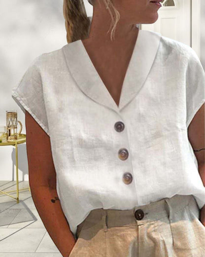 Short sleeve top with buttons