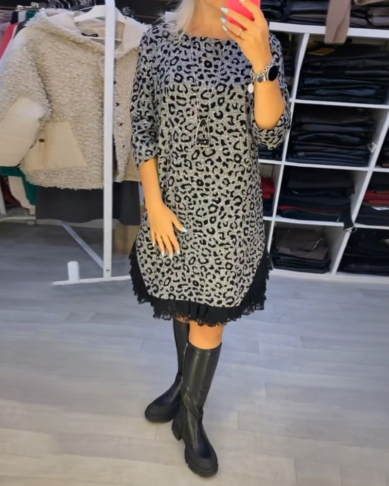 Modefest- Schlankmachendes Kleid mit Leopardenmuster