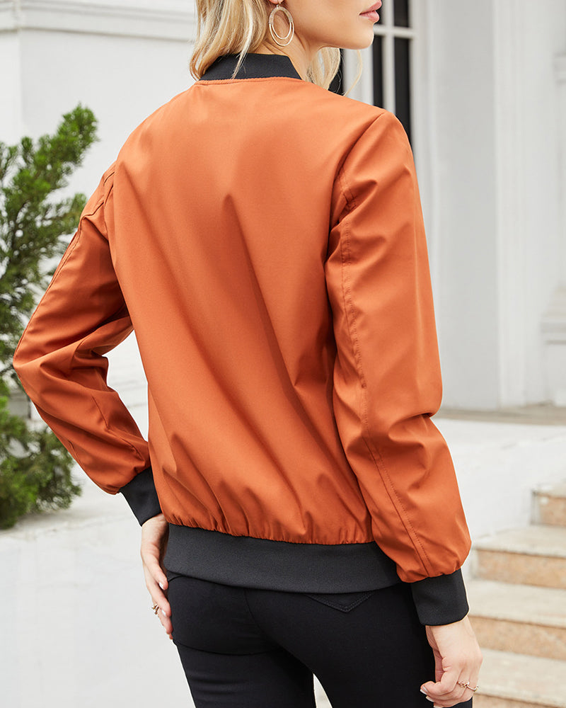 Modefest- Lässige Jacke mit langen Ärmeln und Taschen