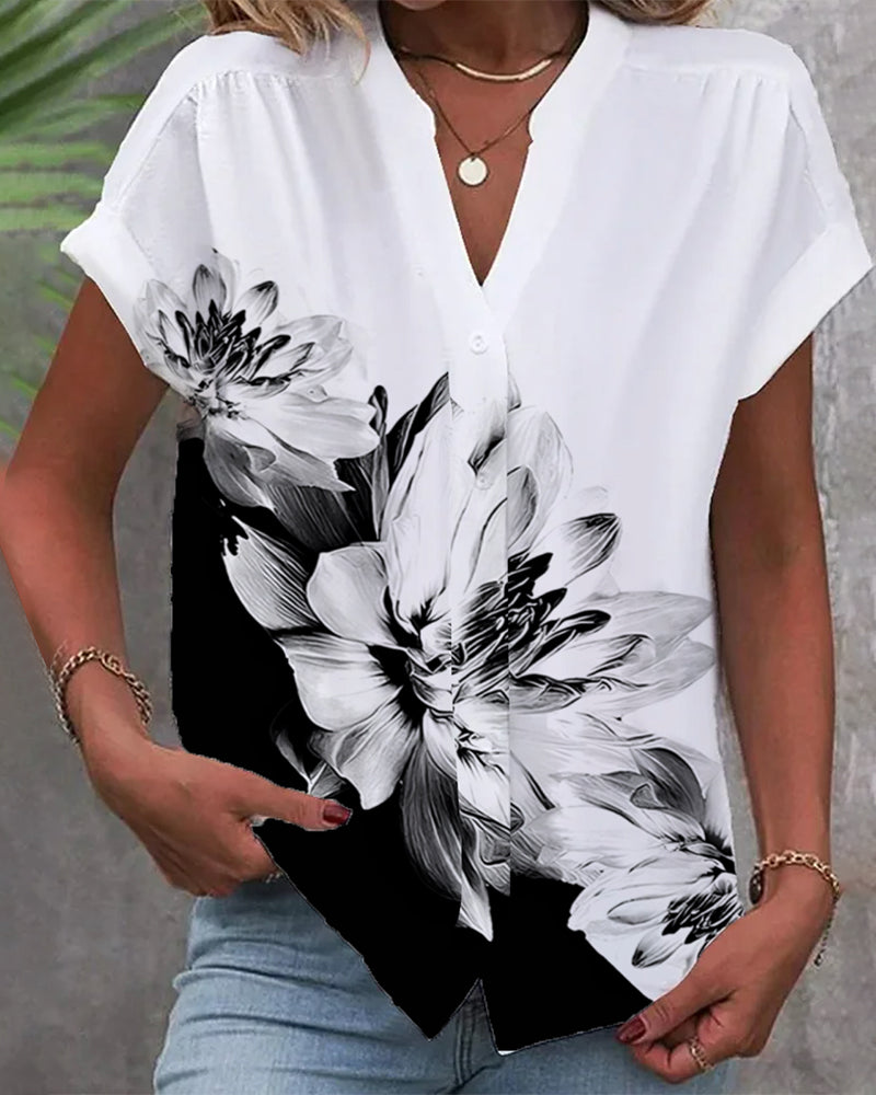 Modefest- Bluse mit Blumen und Drucke mit lässigen Stil