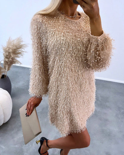 Robe peluche unie élégante