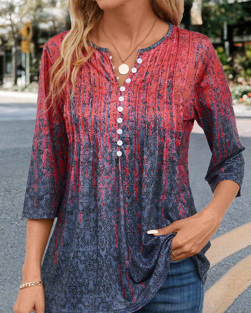 Modefest- Button-Down-Bluse mit Ombre-Print Rot