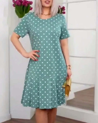 Modefest- Kurzärmliges Freizeitkleid mit Polka-Dot-Print