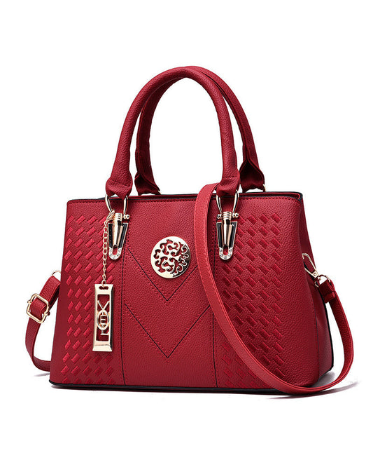 Modefest- Mode elegante bestickte Handtaschen-Schulter-Umhängetasche Rot