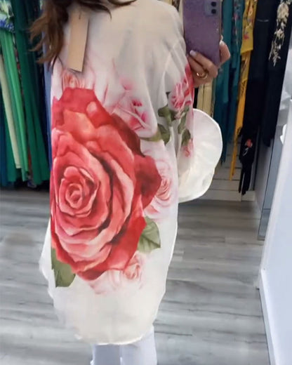 Modefest- Langärmliges hemd mit rosenmuster