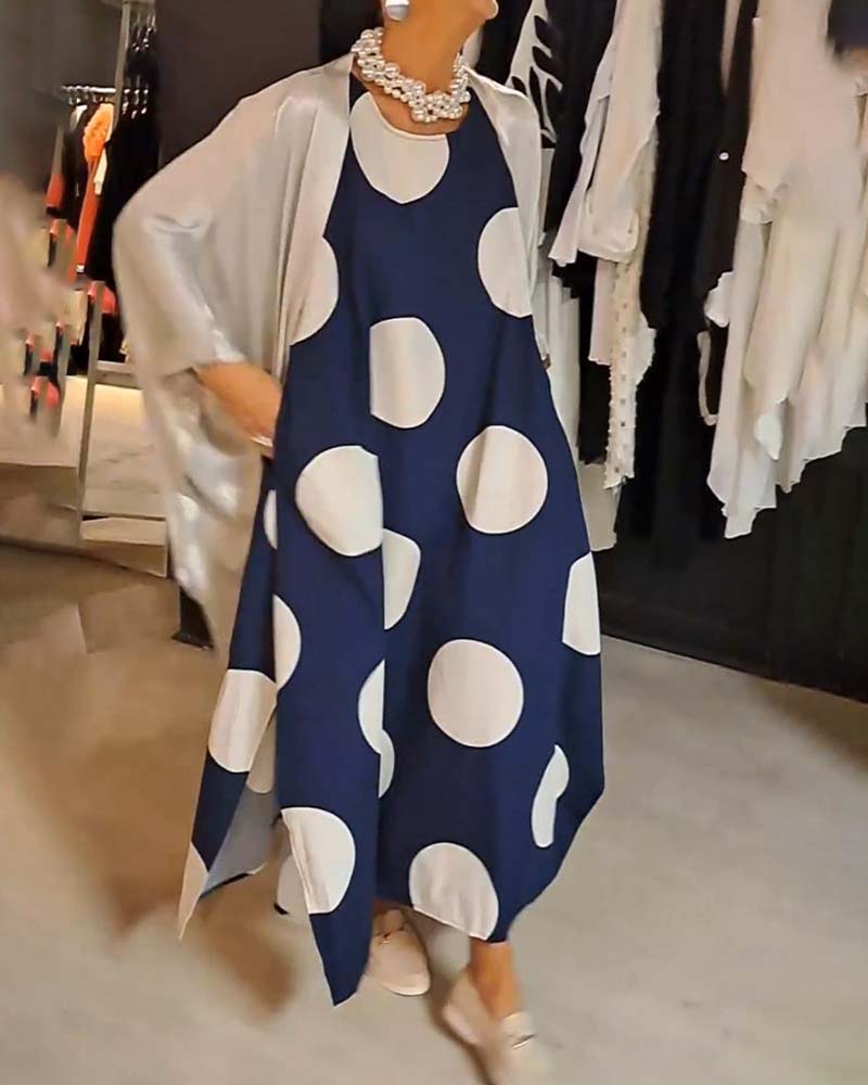 Modefest- Lässiges, ärmelloses Kleid mit großem Polka-Dot-Print