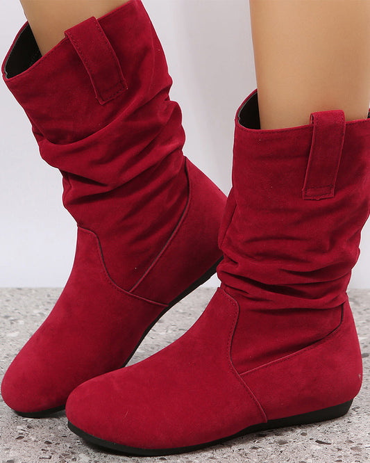 Mid-height boots in plain suede