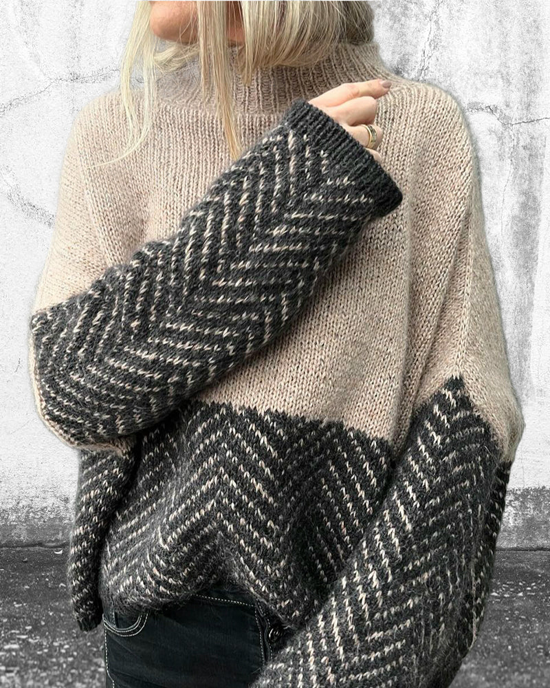 Lässiger pullover mit farbblockdesign