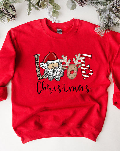 Pullover-sweatshirt mit rundhalsausschnitt und weihnachtsdruck