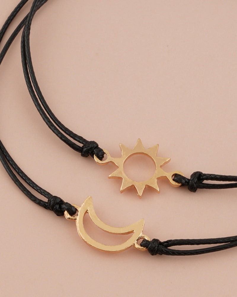 Modefest- Sonne-Mond-Wachslinie Paar Armband