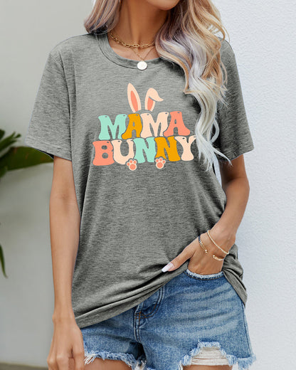Modefest- Rundhals-T-Shirt mit Kaninchen-Print Grau