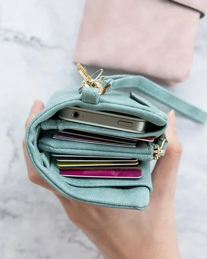 Modefest- Kleine dreifach faltbare Lederbrieftasche für Damen