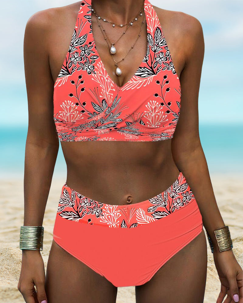 Modefest- Bikini-Set mit Neckholder-Print