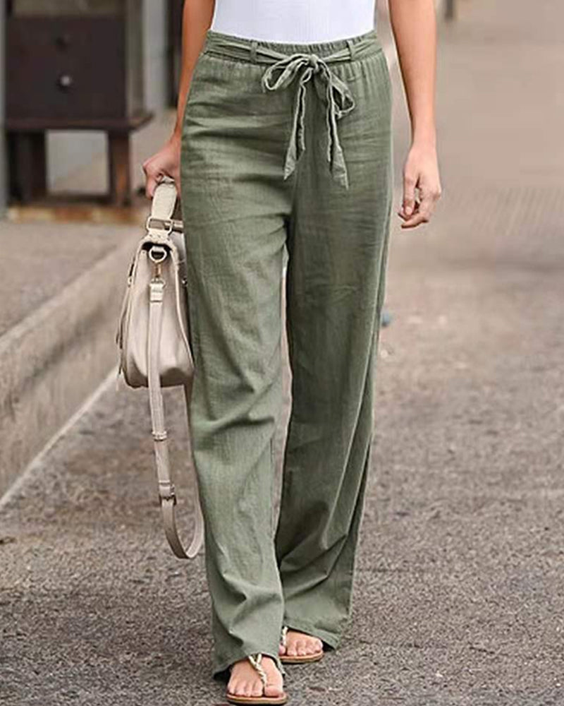 Modefest- Hose mit geradem Bein und elastischem Bund Grün