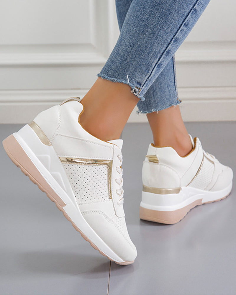 Modefest- Plateau-sneakers aus mesh mit keilabsatz Weiß