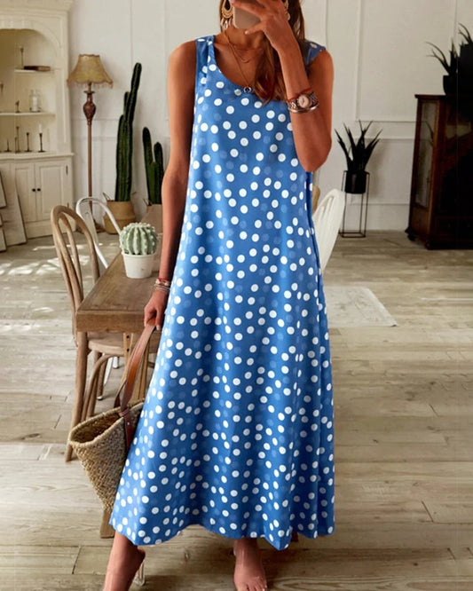 Modefest- Schlupfkleid mit Polka-Dot-Print Blau