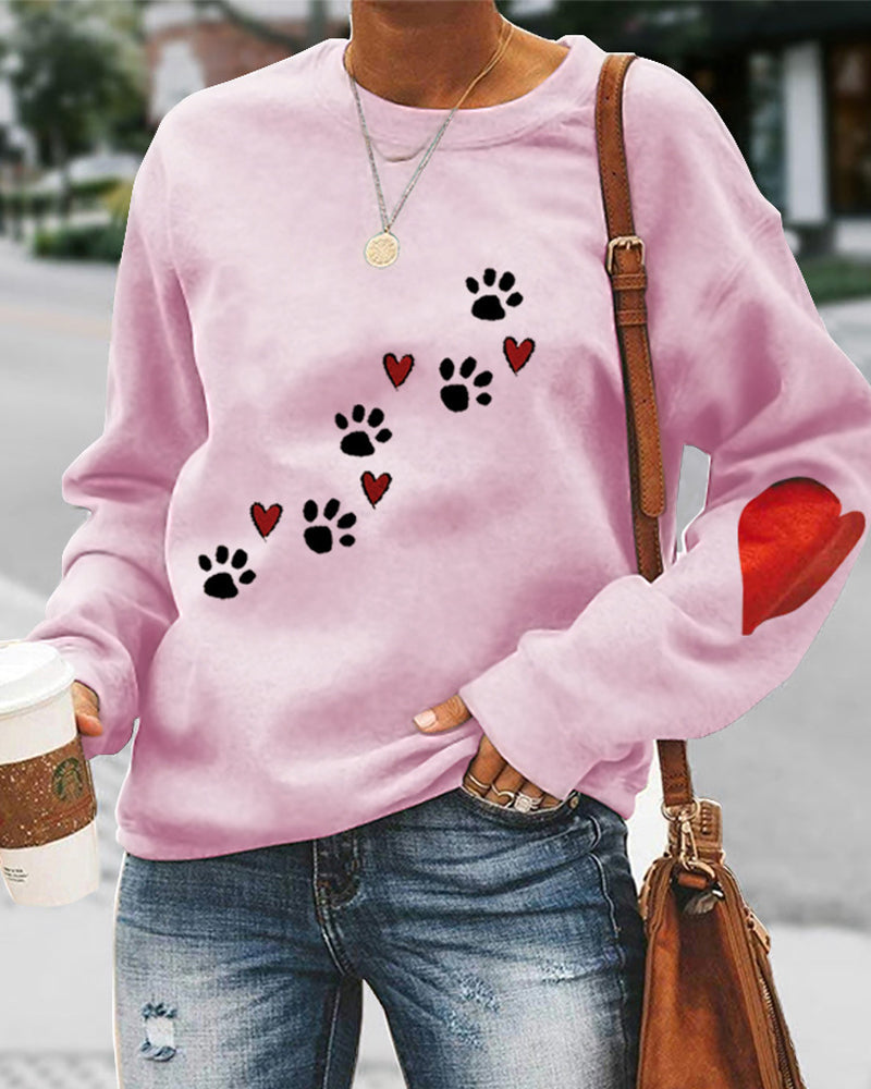 Modefest- Rundhals-sweatshirt mit hundepfoten-print Rosa