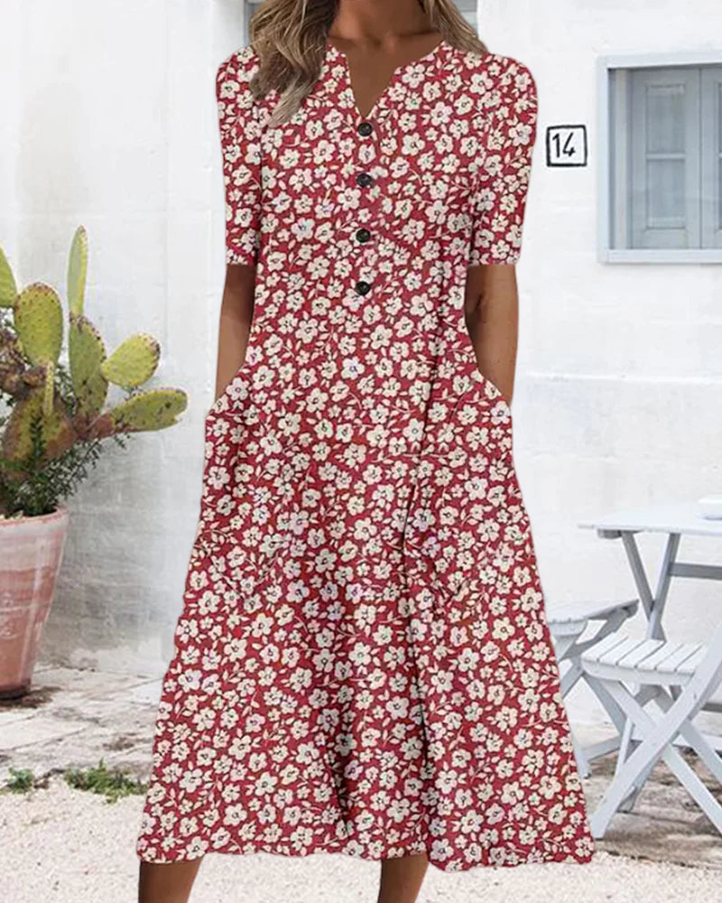 Modefest- Kleid in A-Linie mit Blumendruck