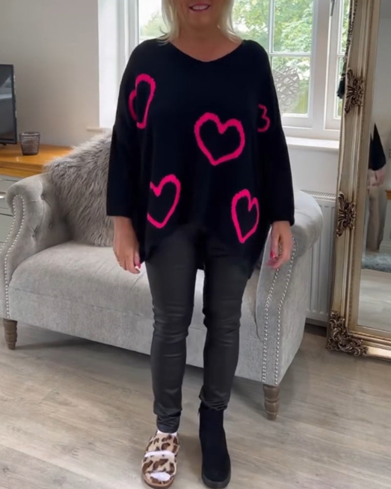 Modefest- Pullover mit Herz-Print