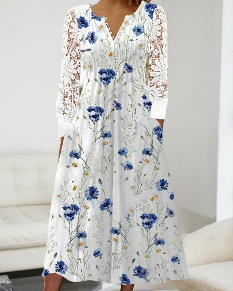 Modefest- Spetsklänning med blommönster