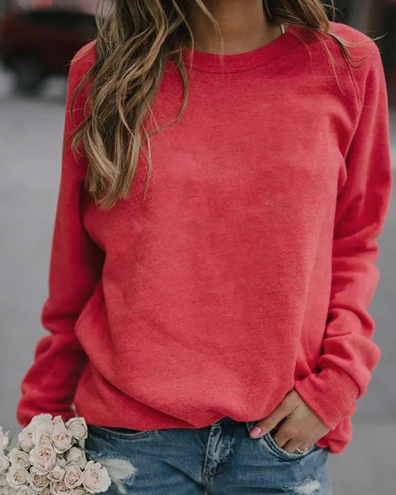 Modefest- Langarm-Sweatshirt mit Rundhalsausschnitt Rot