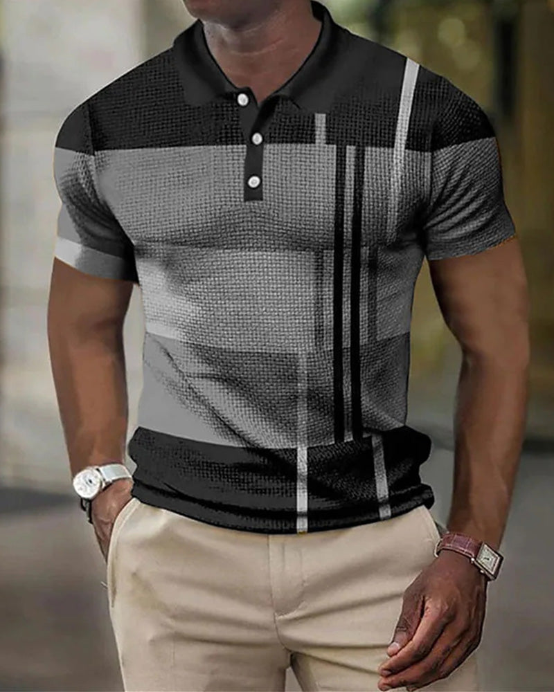 Modefest- Herren-Poloshirt mit Farbblockdruck Grau