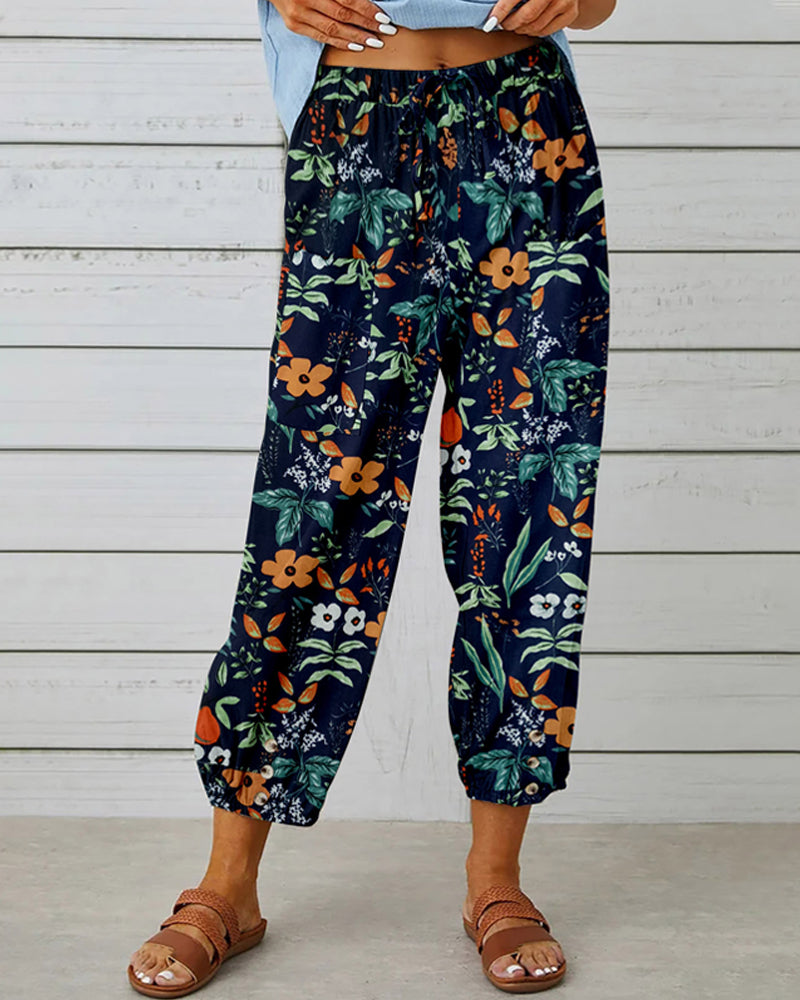 Modefest- Hose mit Vintage-Print Orange