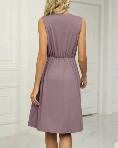 Modefest- A-Linie ärmelloses Kleid mit Taschen