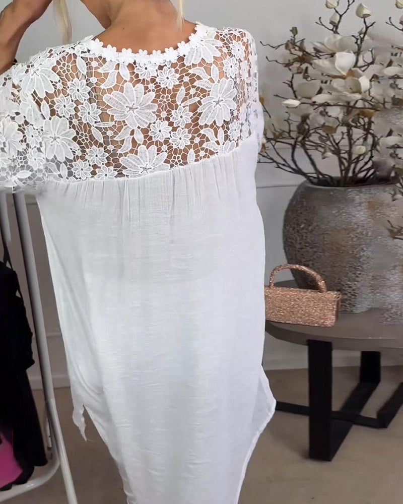 Modefest- Lässige bluse mit bügel- und spitzenausschnitt