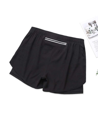 Schnelltrocknende, atmungsaktive doppelschicht-sportshorts für herren