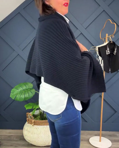 Pull tendance avec manches trompette irrégulières et couleur unie