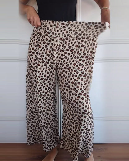 Modefest- Lässige Hose mit weitem Bein und Leopardenmuster