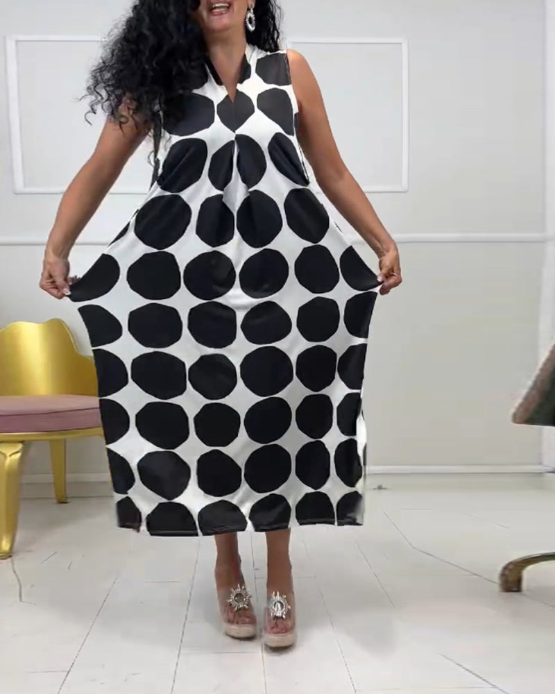 Modefest- Kleid mit Ärmeln und Polka-Dot-Print