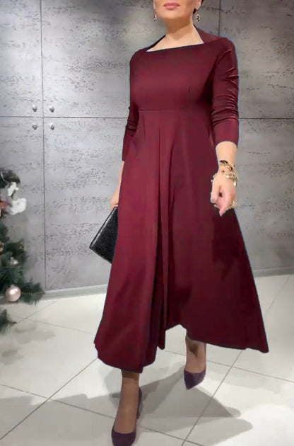 Modefest- Elegant Maxi Casual Kleid Weinrot