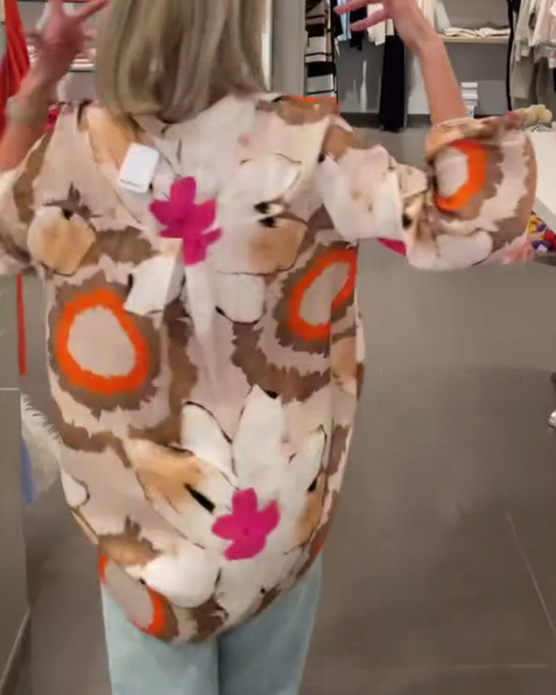 Modefest- Elegante bluse mit bedrucktem stehkragen