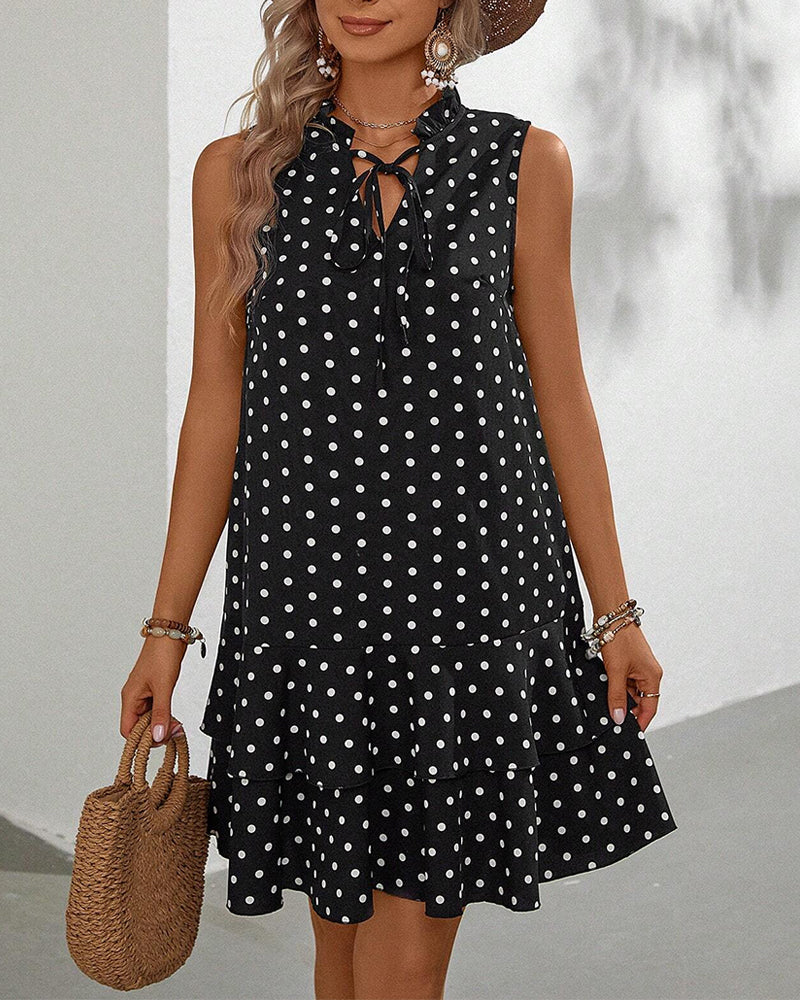 Modefest- Kleid ohne Ärmel und Polka Dot