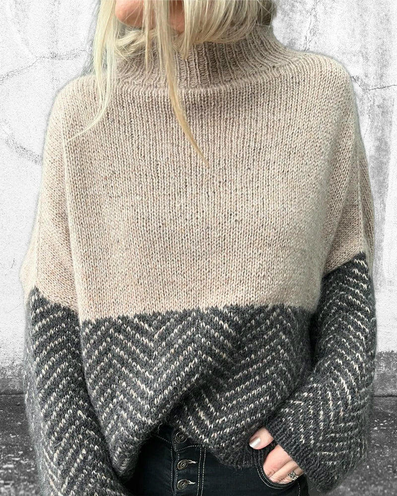 Lässiger pullover mit farbblockdesign