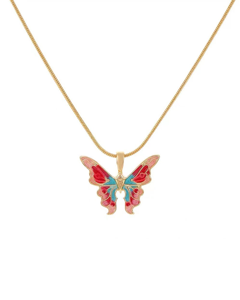 Modefest- Feen-Schmetterlings-Halskette Rotes Gold