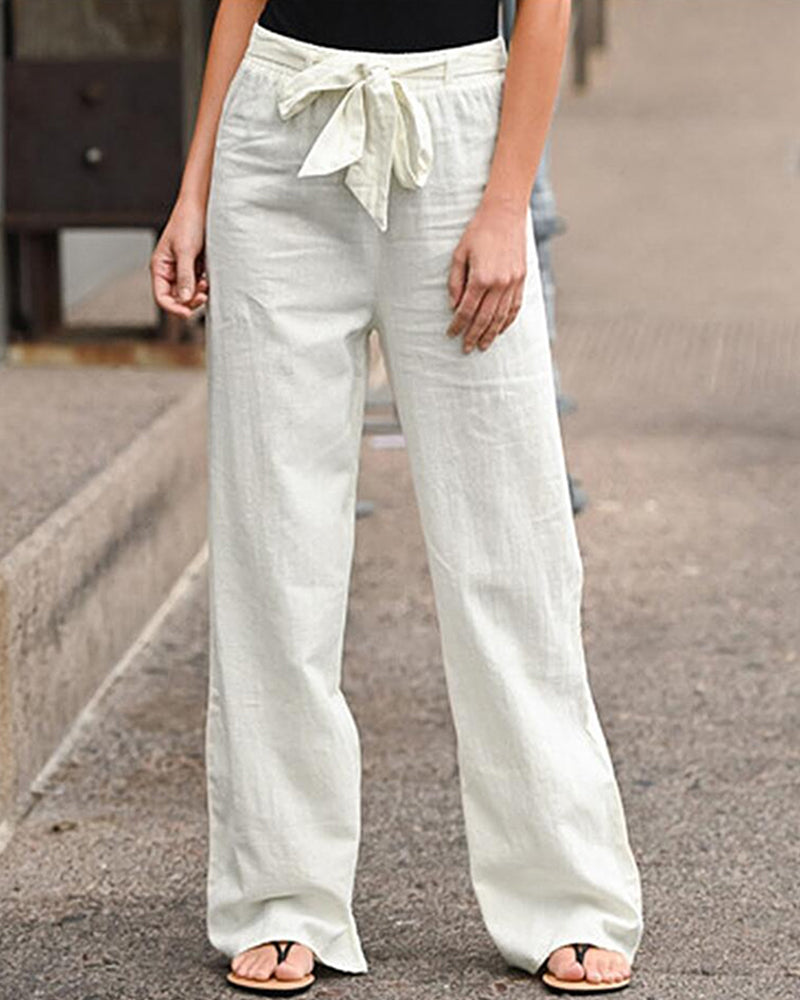Modefest- Hose mit geradem Bein und elastischem Bund Weiß