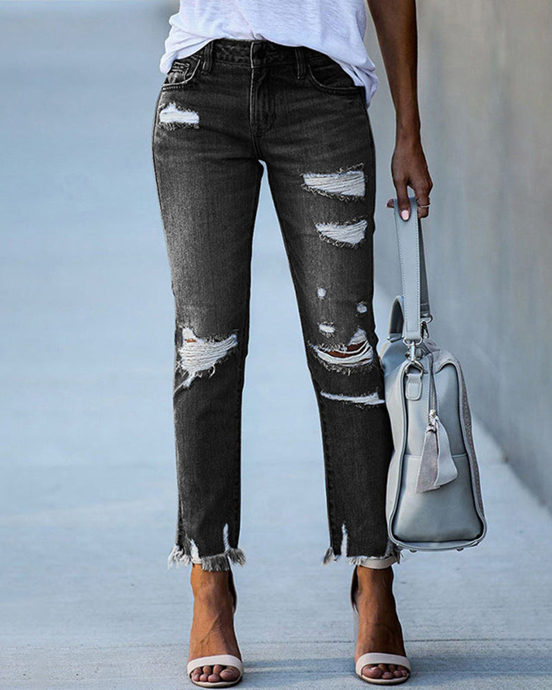 Modefest- Slim-jeans für damen mit hoher taille Schwarz