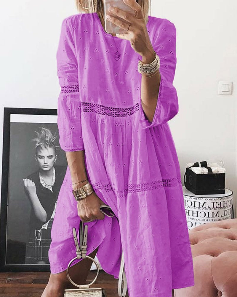 Modefest- Einfarbiges patchwork-kleid Violett