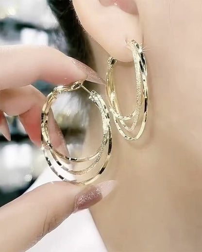 Modefest- Mehrschichtige Kreolen-Ohrringe Golden