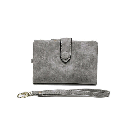 Modefest- Kleine dreifach faltbare Lederbrieftasche für Damen grau