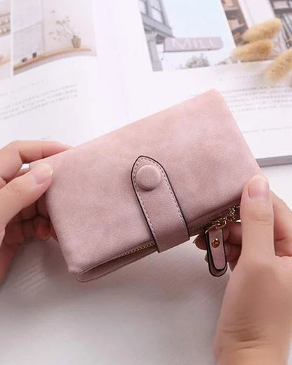 Modefest- Kleine dreifach faltbare Lederbrieftasche für Damen