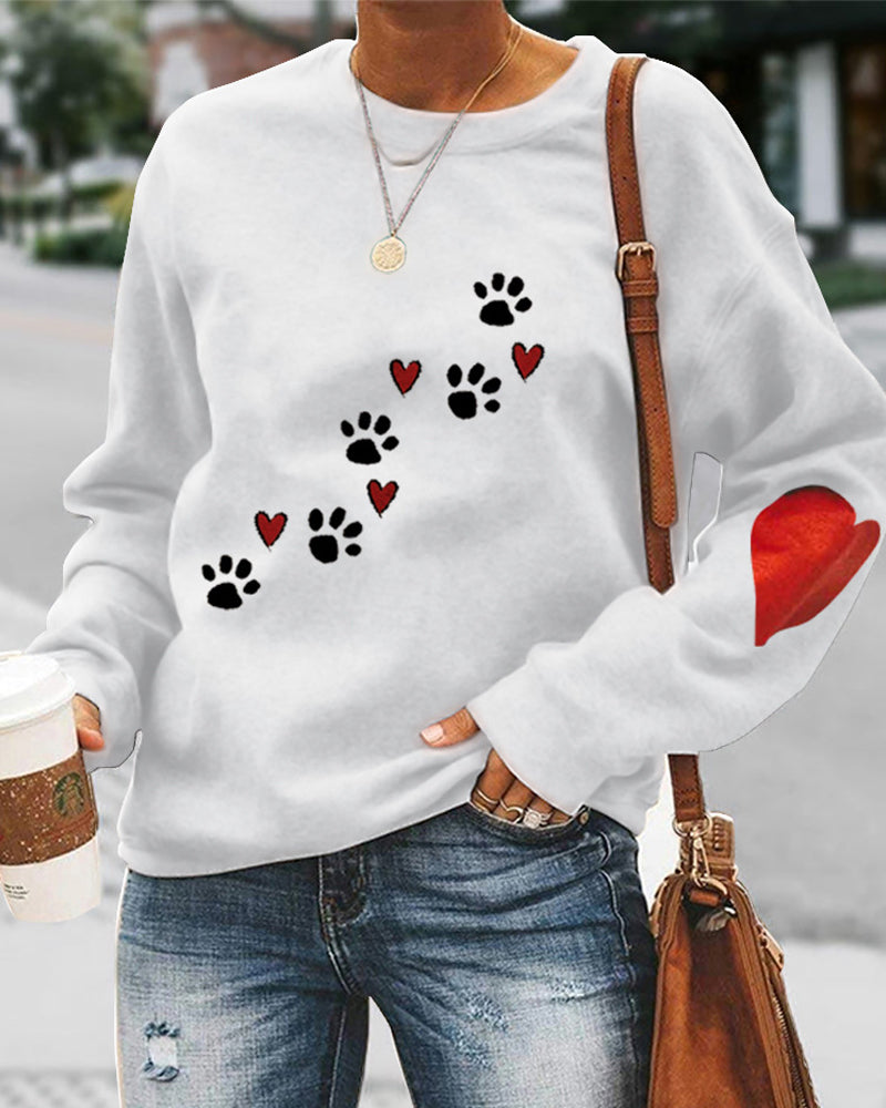 Modefest- Rundhals-sweatshirt mit hundepfoten-print Weiß