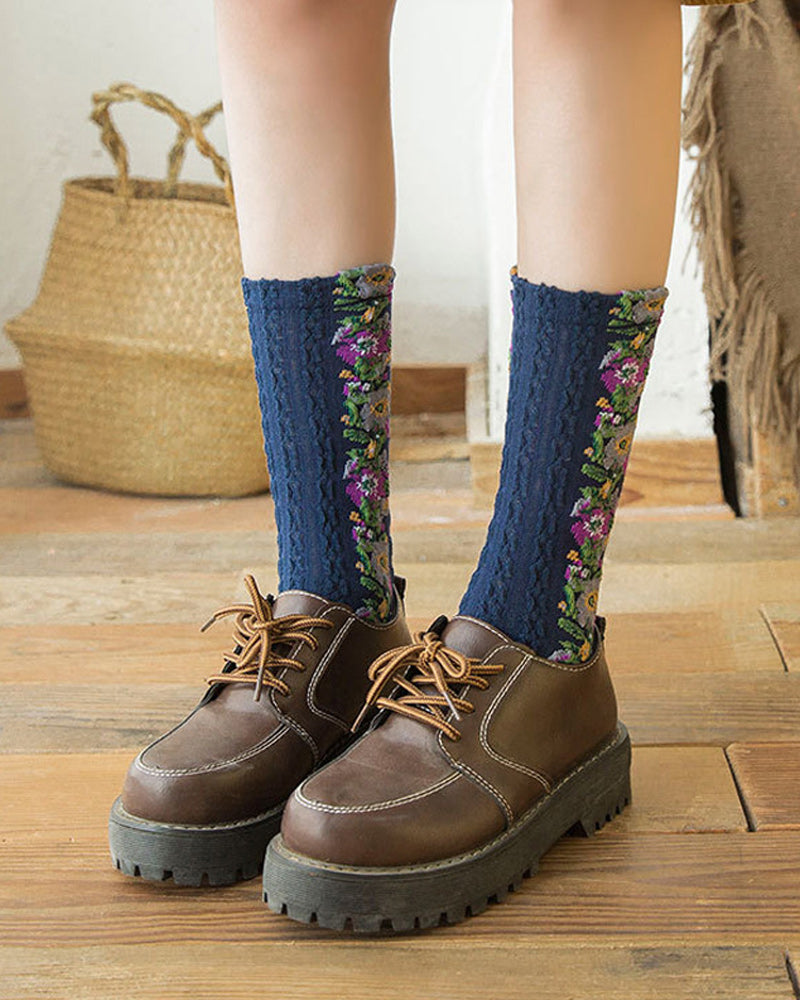 Modefest- Socken mit Vintage-Blumenstickerei (5 Paar)