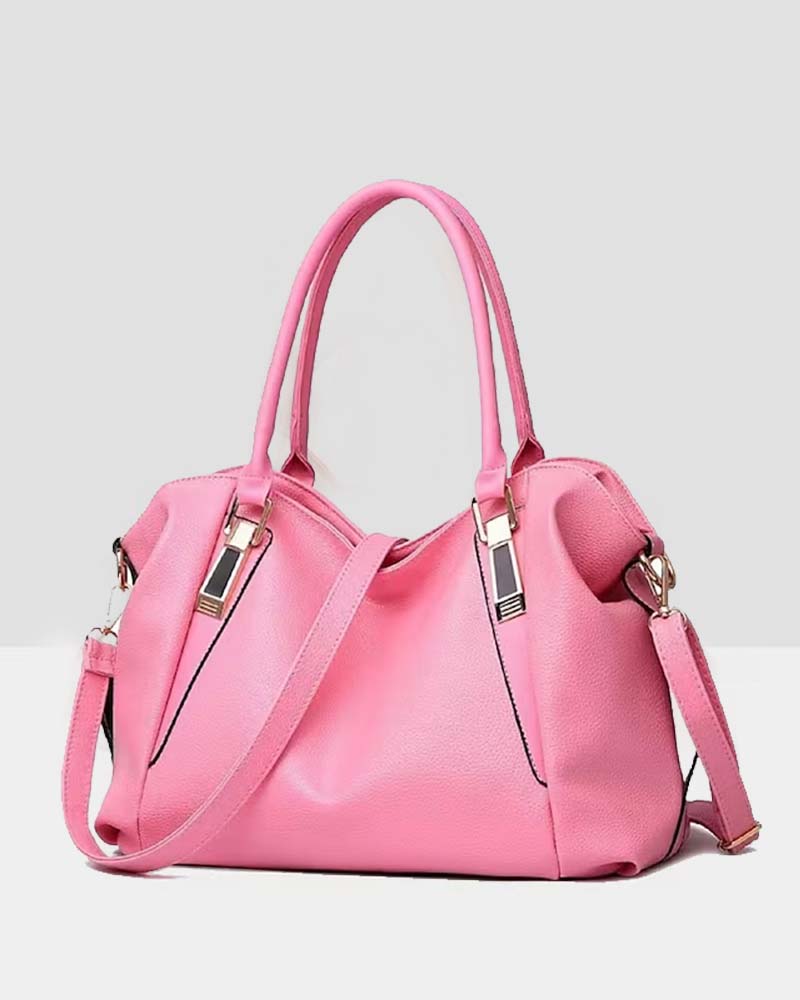 Modefest- Damen-Handtasche aus weichem Leder mit großer Kapazität Rosa