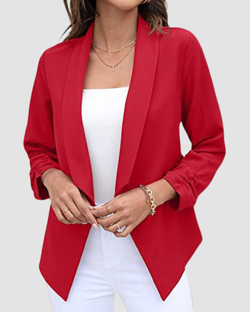 Modefest- Einfarbiger langarm-blazer mit revers Rot